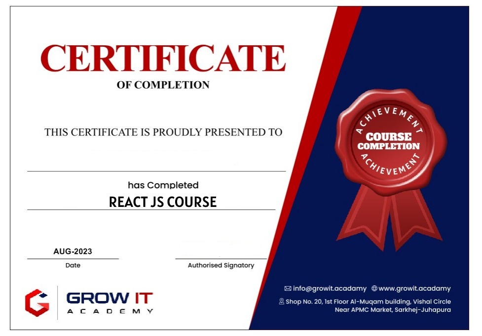 React Js Certificate